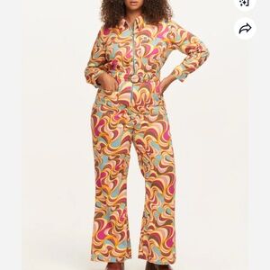 Lucy & Yak Maggie Jumpsuit in Heavy Twill Psychedelic Swirl Shirley boilersuit